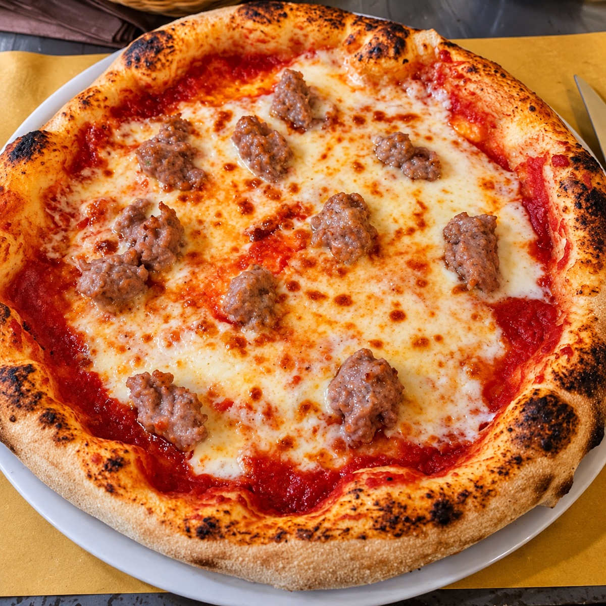 Pizza con salsiccia